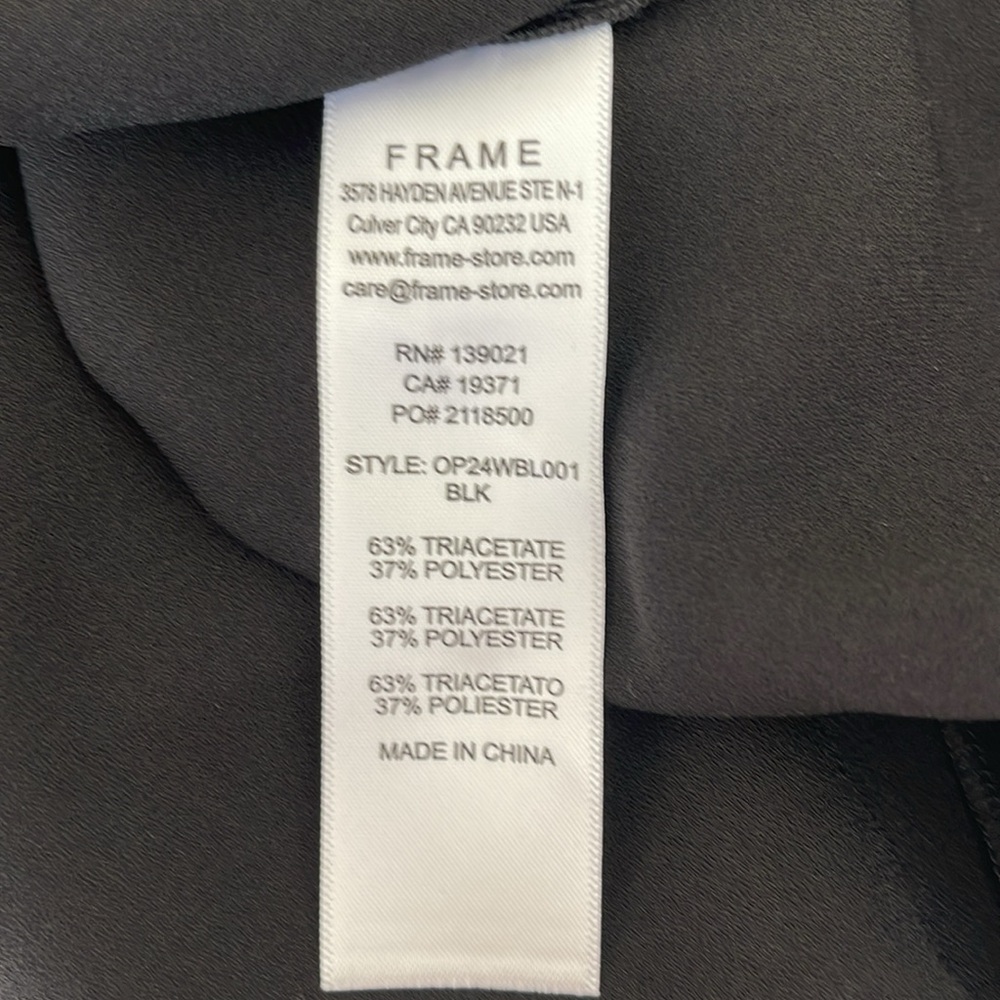 Frame Flutter-Sleeve Black Flared Long Sleeve Crewneck Blouse Size Medium NWOT - Picture 10 of 10